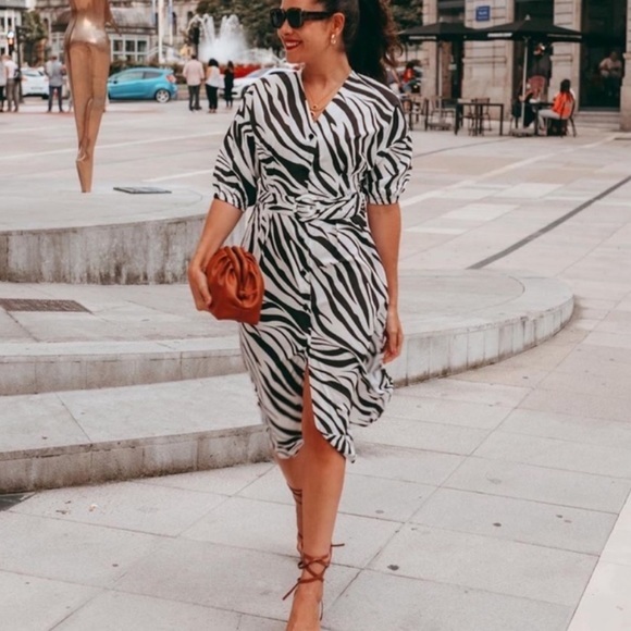 NWT Zara zebra print dress black white - Picture 6 of 10